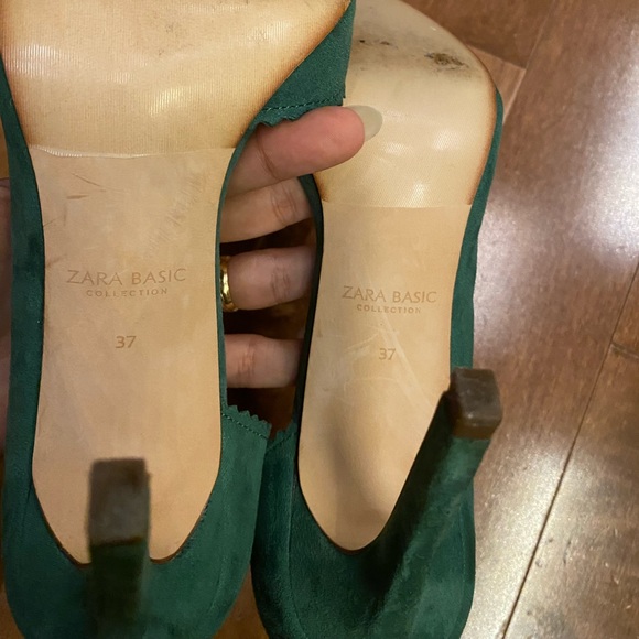 ZARA peep toe green suede heels - Picture 10 of 11